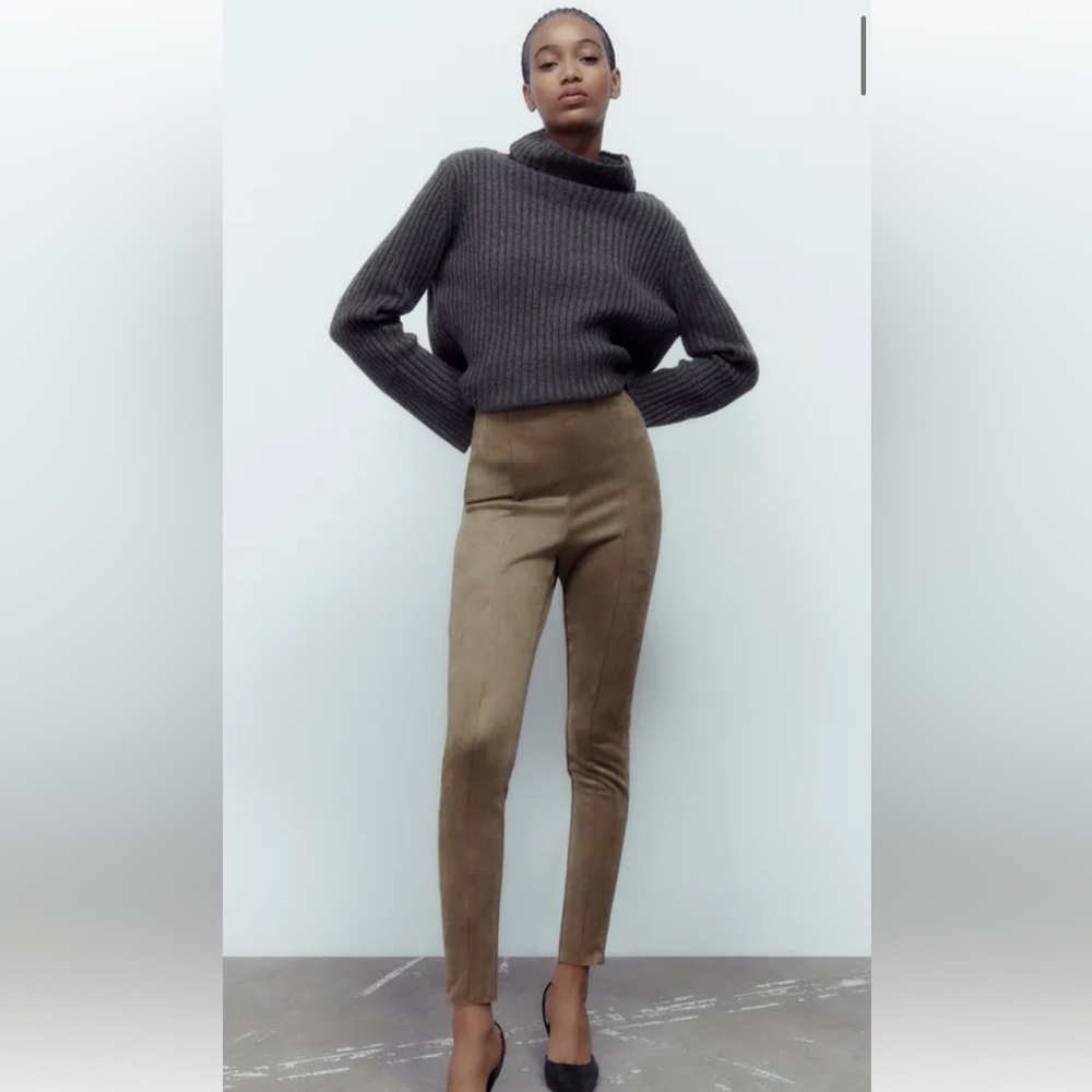 Zara Light Brown Tan Suede Leggings